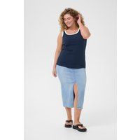 Geripptes Tanktop mit Kontrastbesatz