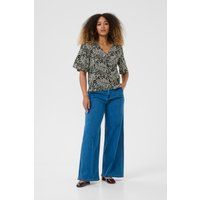 V-Ausschnitt Bluse mit botanischem Print