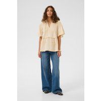 Bestickte Schößchen-Bluse mit V-Ausschnitt