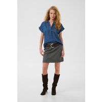 Lockere Kurzarm-Bluse aus Denim