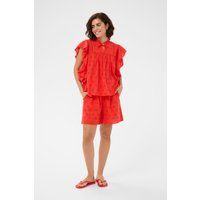 Bluse mit Broderie Anglaise und Rüschen