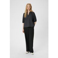 Strukturierte Karo-Bluse mit Puffärmeln