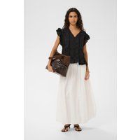 Rüschenbluse mit Knopfleiste und Spitze