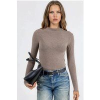 Gerippte Slim-Fit-Bluse mit Bootsausschnitt