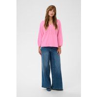 Bestickte V-Ausschnitt Relaxed Bluse