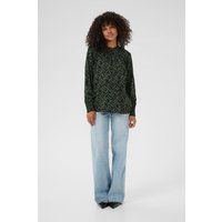 Gemusterte Bluse mit gesmoktem Kragen