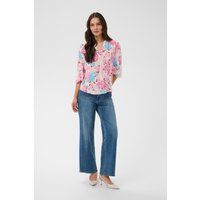 Bluse mit V-Ausschnitt und Blumenmuster