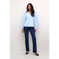 Locker geschnittene gestreifte V-Ausschnitt Bluse