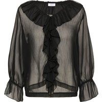 Transparente Rüschenbluse mit V-Ausschnitt