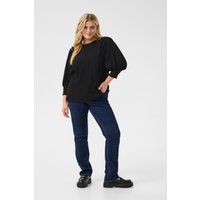 Strukturierte Bluse mit Puffärmeln und Spitze