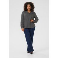 Fließende Henley-Bluse mit V-Ausschnitt