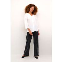 Minimalistische V-Ausschnitt-Bluse mit 3/4-Ärmeln