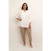 Lockere Henley-Bluse mit Leinenanteil
