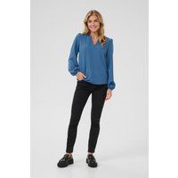 Fließende V-Ausschnitt Bluse mit Puffärmeln