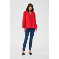 Elegante Strukturbluse mit geschlitztem Ausschnitt