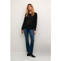 Transparente Rüschenbluse mit Blumenmuster