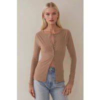 Rippstrick-Cardigan mit Knopfleiste