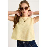 Boxiges Cropped Top aus Leinenmischung