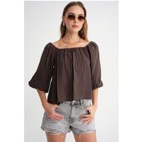 Off-Shoulder-Bluse mit Ballonärmeln