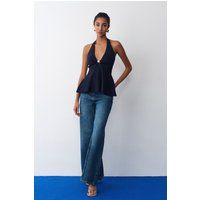 Nahtloses Neckholder-Top mit Schößchen