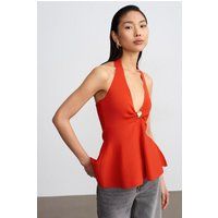Nahtloses Neckholder-Top mit Schößchen