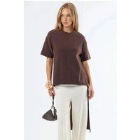 Oversized Crew-Neck-Tunika mit Schlitz