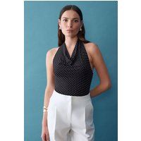 Halterneck-Top mit Pünktchenmuster