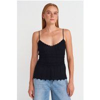Geripptes Camisole mit Smok-Taille