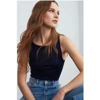 Schmal geschnittenes Ripp-Top mit Neckholder