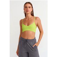 Geripptes Cropped-Bralette mit V-Ausschnitt