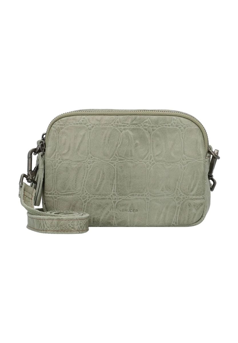 Leder-Umhängetasche mit Kroko-Prägung