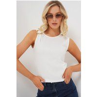 Ärmelloses Rippstrick-Top mit Ring-Detail