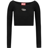 Geripptes Crop-Top mit U-Boot-Ausschnitt