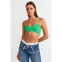 Geripptes V-Ausschnitt Crop-Top
