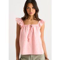 Cami-Top mit Lochstickerei und Rüschen
