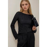 Elegante Plissee-Bluse mit U-Boot-Ausschnitt