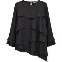 Gestufte Rüschenbluse mit asymmetrischem Saum