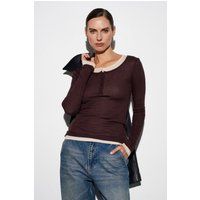 Schmal geschnittenes Henley-Top im Lagen-Look