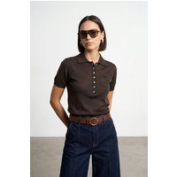 Schmal geschnittene Polo-Strickbluse