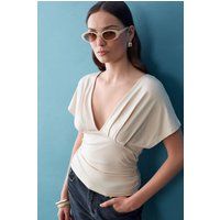 Drapiertes Jersey-Top mit V-Ausschnitt