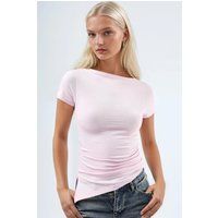 Drapiertes Jersey-Top mit asymmetrischem Saum