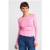 Geripptes Langarmshirt mit Boot-Ausschnitt