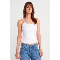 Schmal geschnittenes Rippstrick-Henley-Top