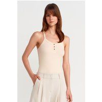Geripptes Cami-Top mit Knopfleiste