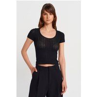 Schmal geschnittenes Pointelle-Stricktop