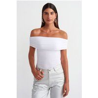 Schulterfreies drapiertes Jersey-Top