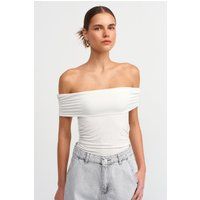 Schulterfreies drapiertes Jersey-Top