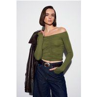 Raffiniertes schulterfreies Crop-Top
