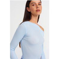 Asymmetrisches Rippstrick-Top mit Cut-Out