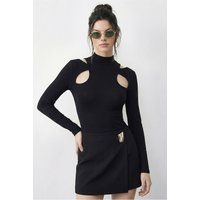 Langarmshirt mit Cut-Outs und Stehkragen